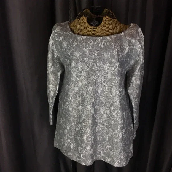 New banana republic bonded metallic lace sweater top blouse small party holiday - Picture 5 of 16
